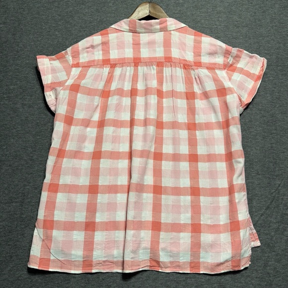 St. John's Bay Pink and White Plaid Blouse 100% Cotton Size XXL - Picture 6 of 9